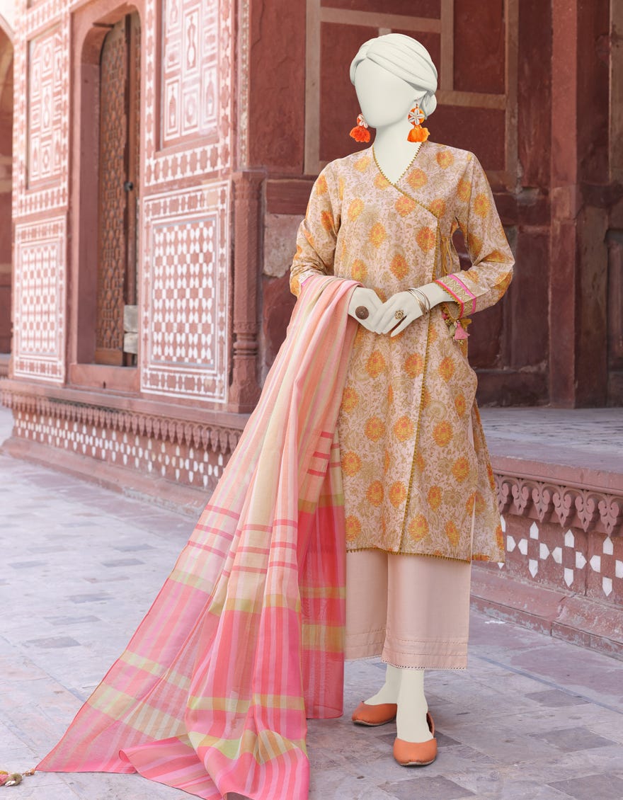 Beige Lawn Unstitched 2 Piece Dress | Jlawn-S-Jds-24-1138