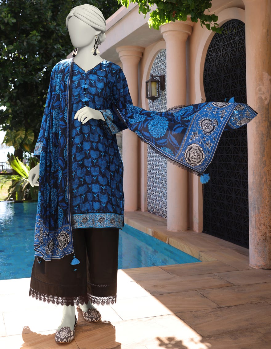 MULTICOLOR LAWN PRINTED UNSTITCHED 2PC | JLAWN-S-JDS-25-1013