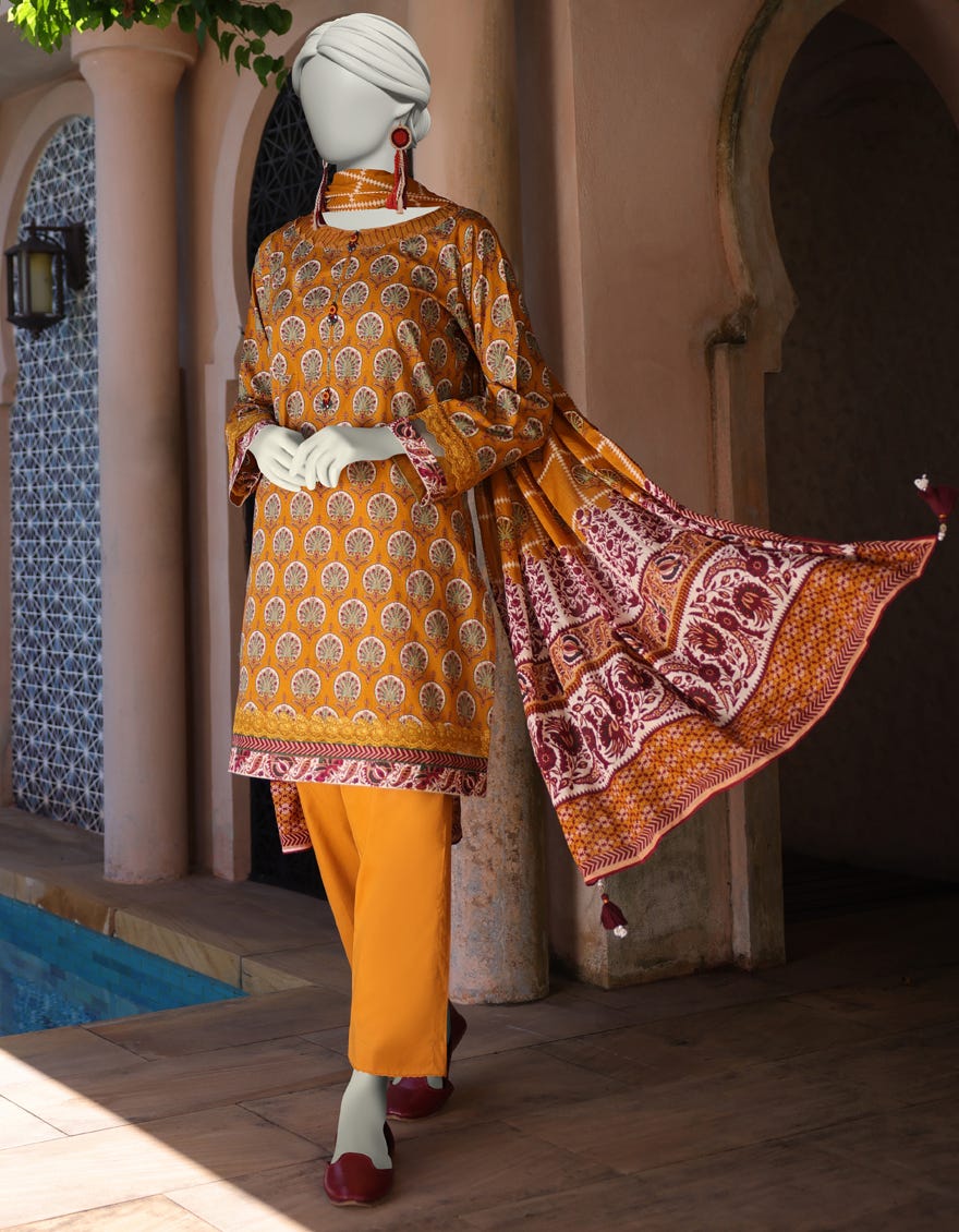 MULTICOLOR LAWN PRINTED UNSTITCHED 2PC | JLAWN-S-JDS-25-1015