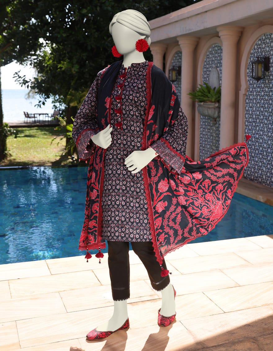 MULTICOLOR LAWN PRINTED UNSTITCHED 2PC | JLAWN-S-JDS-25-1018