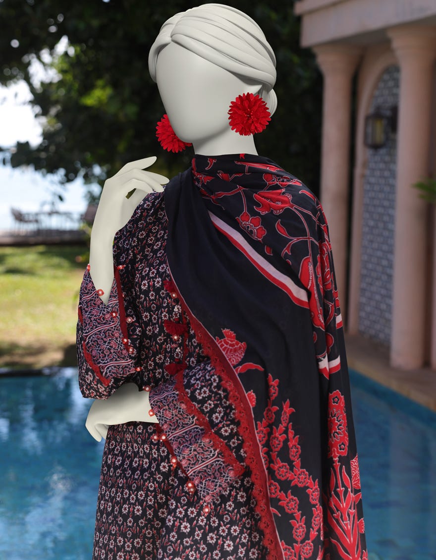 MULTICOLOR LAWN PRINTED UNSTITCHED 2PC | JLAWN-S-JDS-25-1018