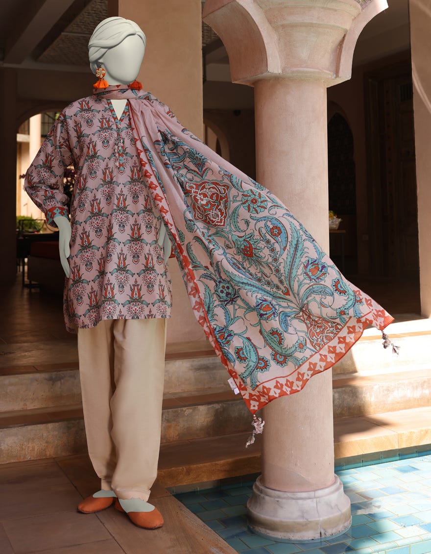 MULTICOLOR LAWN PRINTED UNSTITCHED 2PC | JLAWN-S-JDS-25-1019