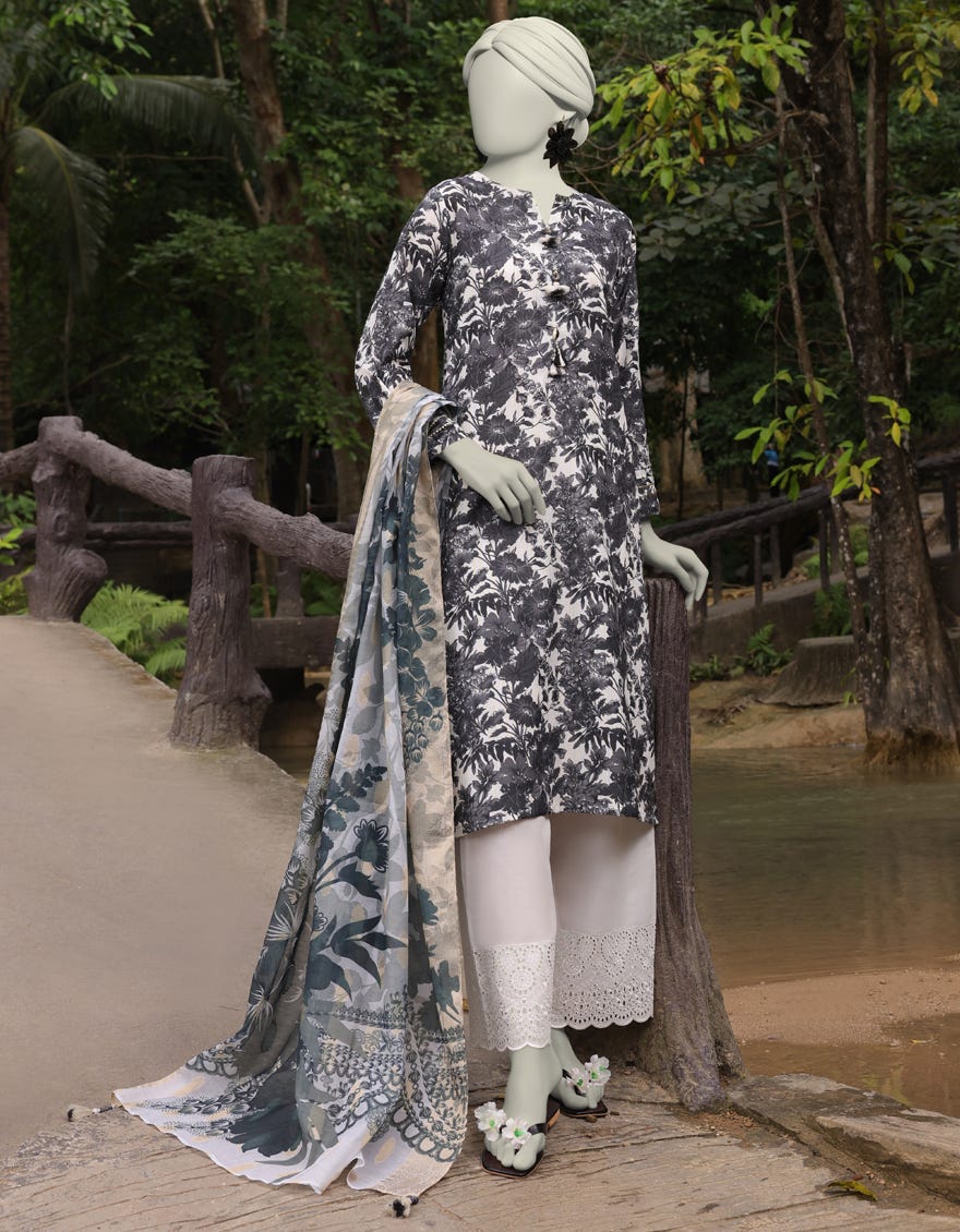 MULTICOLOR DOBBY PRINTED UNSTITCHED 2PC | JLAWN-S-JDS-25-1037