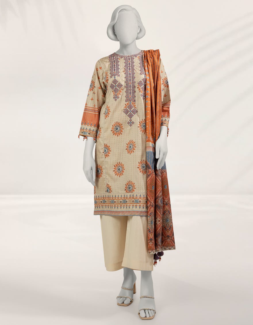 MULTICOLOR EMBROIDERED CAMBRIC UNSTITCHED 2PC