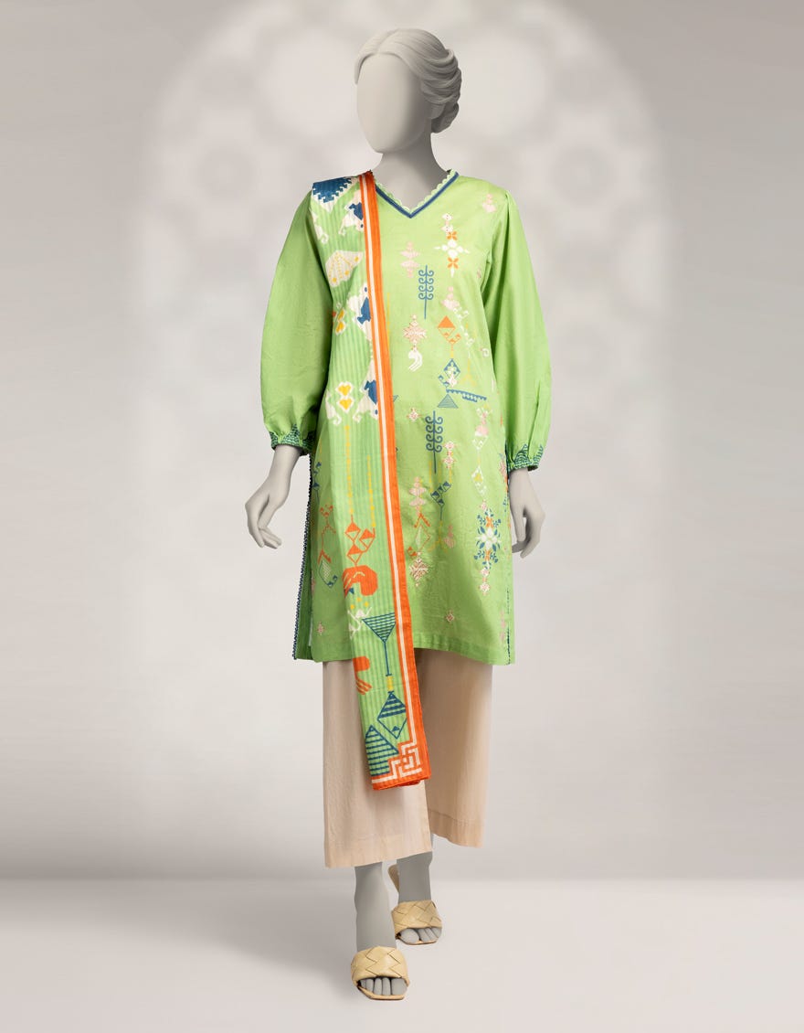GREEN CAMBRIC EMBROIDERED 2PC STITCHED