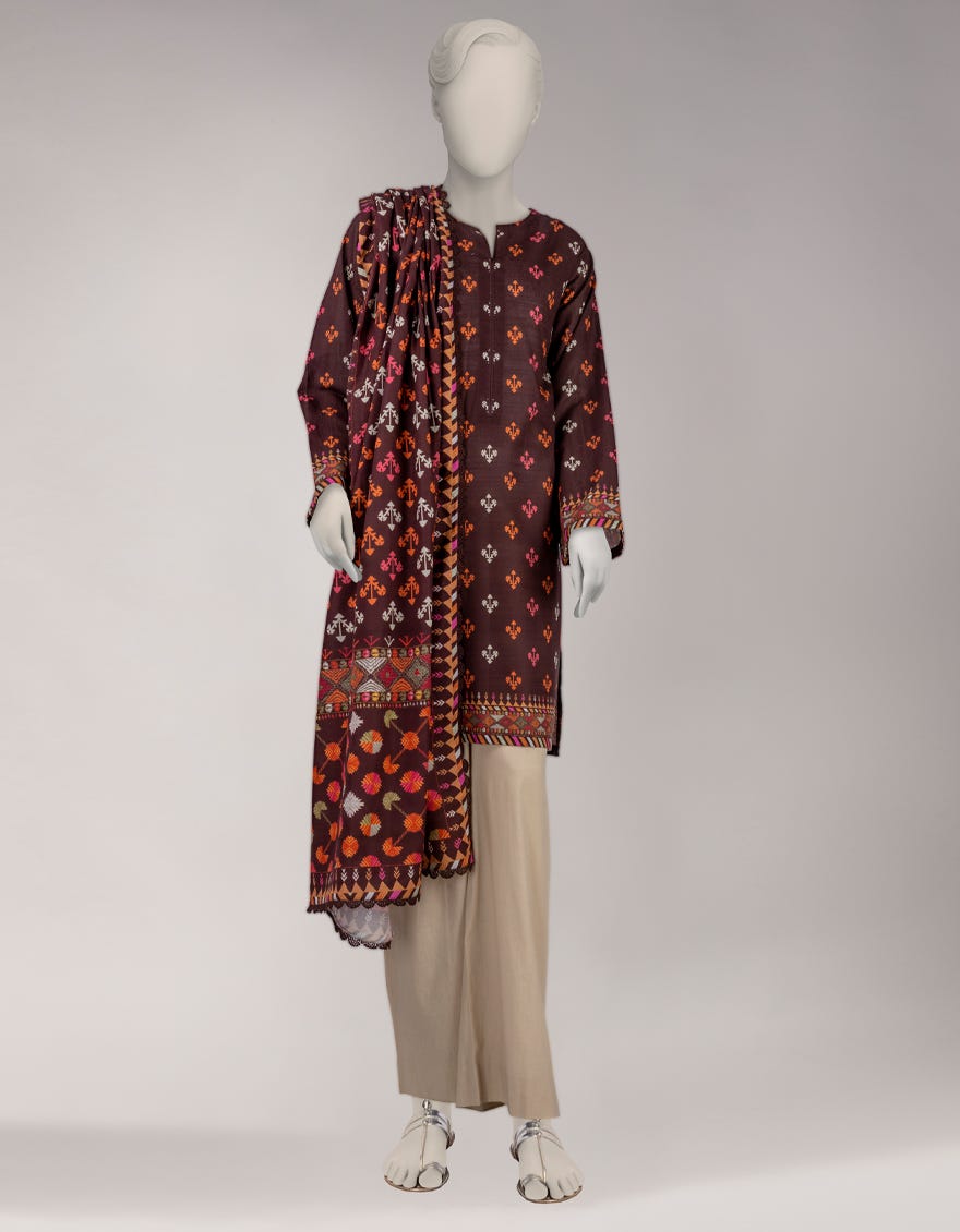 MULTICOLOR KHADDAR DIGITAL PRINTED UNSTITCHED 2PC