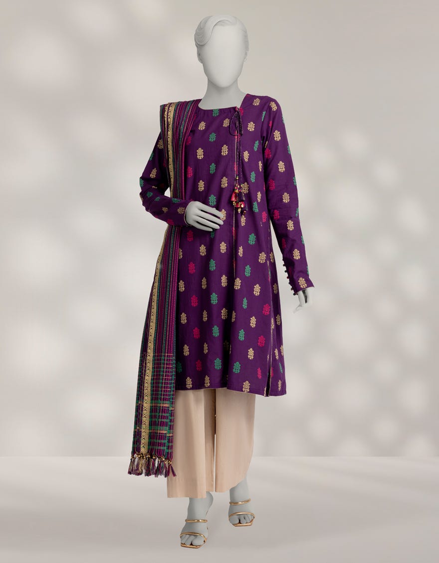 PURPLE JACQUARD DYED 2PC UNSTITCHED