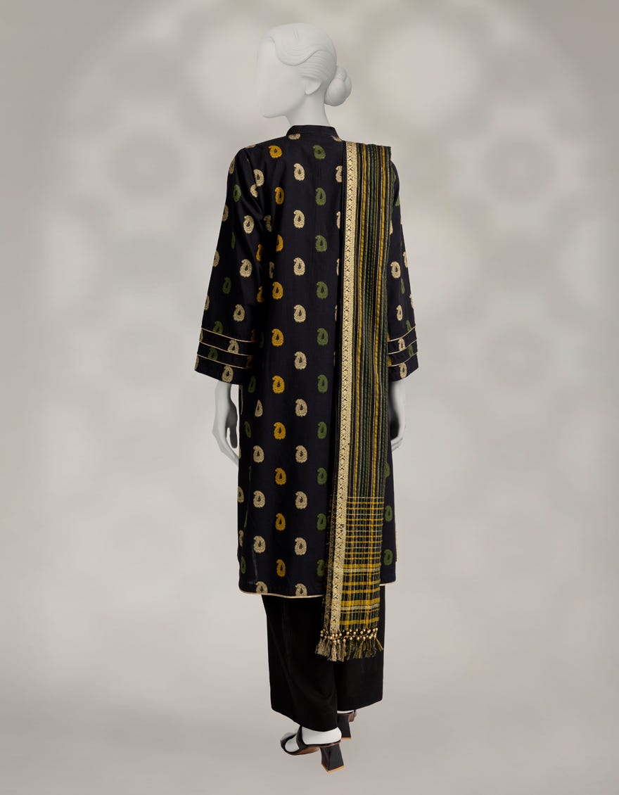 BLACK JACQUARD DYED 2PC UNSTITCHED