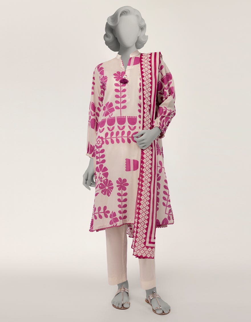 OFF WHITE LAWN PRINTED 2PC STITCHED