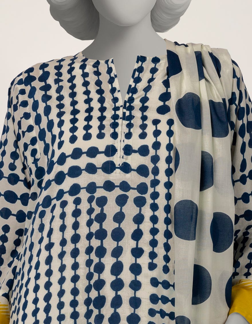 BLUE LAWN PRINTED 2PC STITCHED