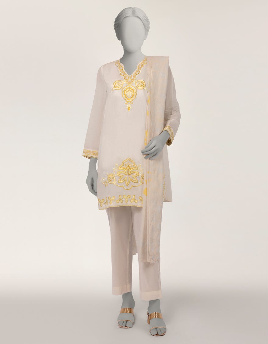 OFF WHITE LAWN EMBROIDERED 2PC STITCHED