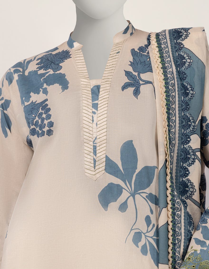OFF WHITE LAWN EMBROIDERED 2PC STITCHED