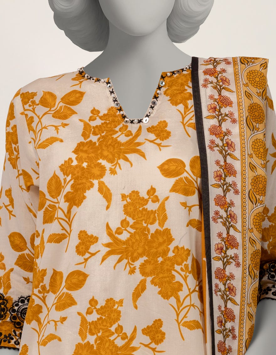 OFF WHITE LAWN EMBROIDERED 2PC STITCHED