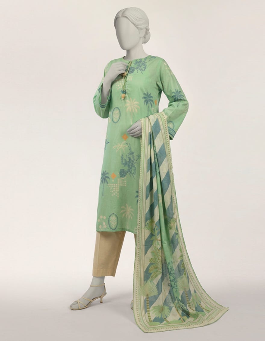 GREEN LAWN PRINTED STITCHED 2PC