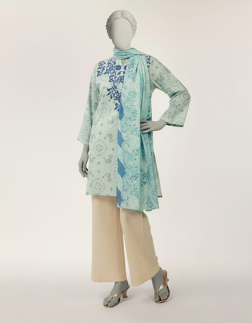 MULTICOLOR LAWN EMBROIDERED STITCHED 2PC