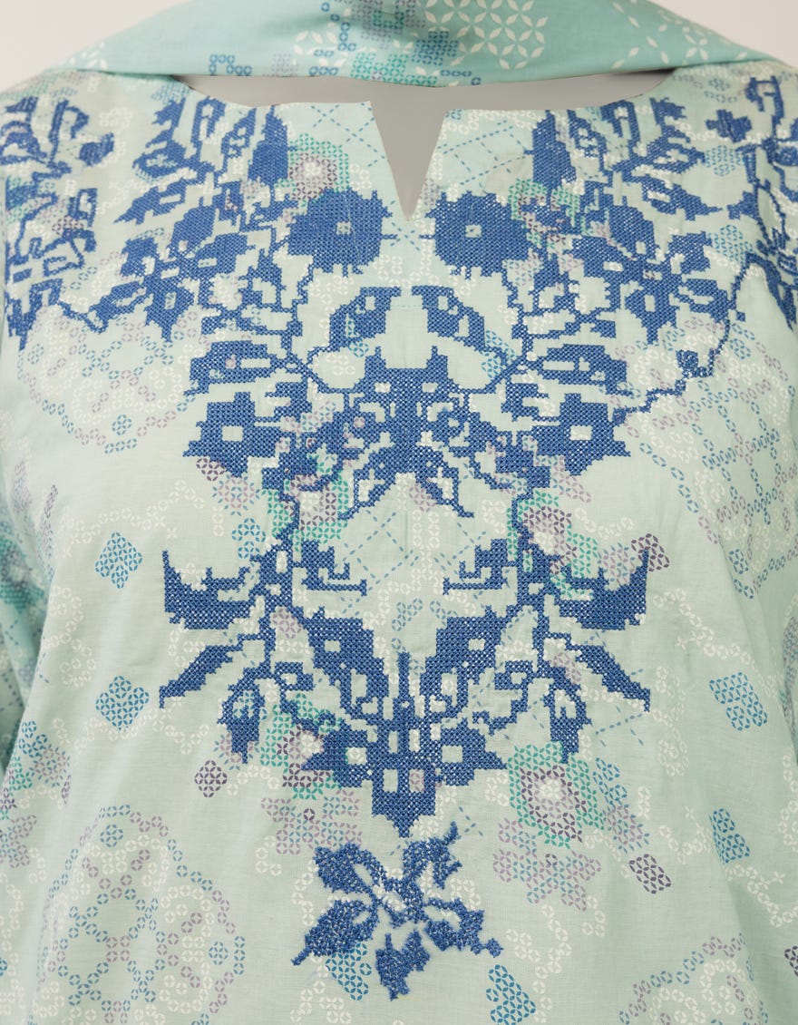 MULTICOLOR LAWN EMBROIDERED STITCHED 2PC