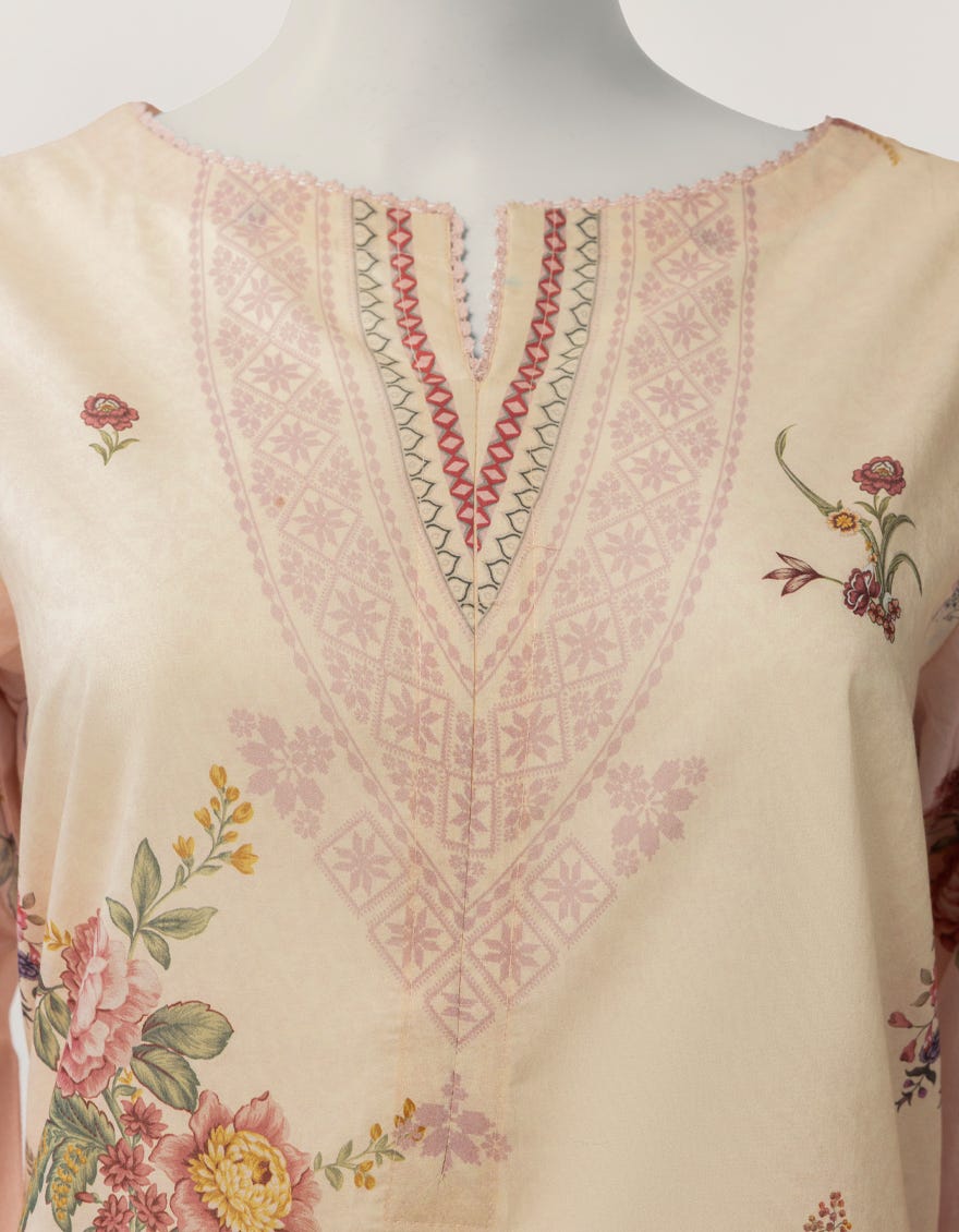 BEIGE LAWN DIGITAL PRINTED STITCHED 2PC