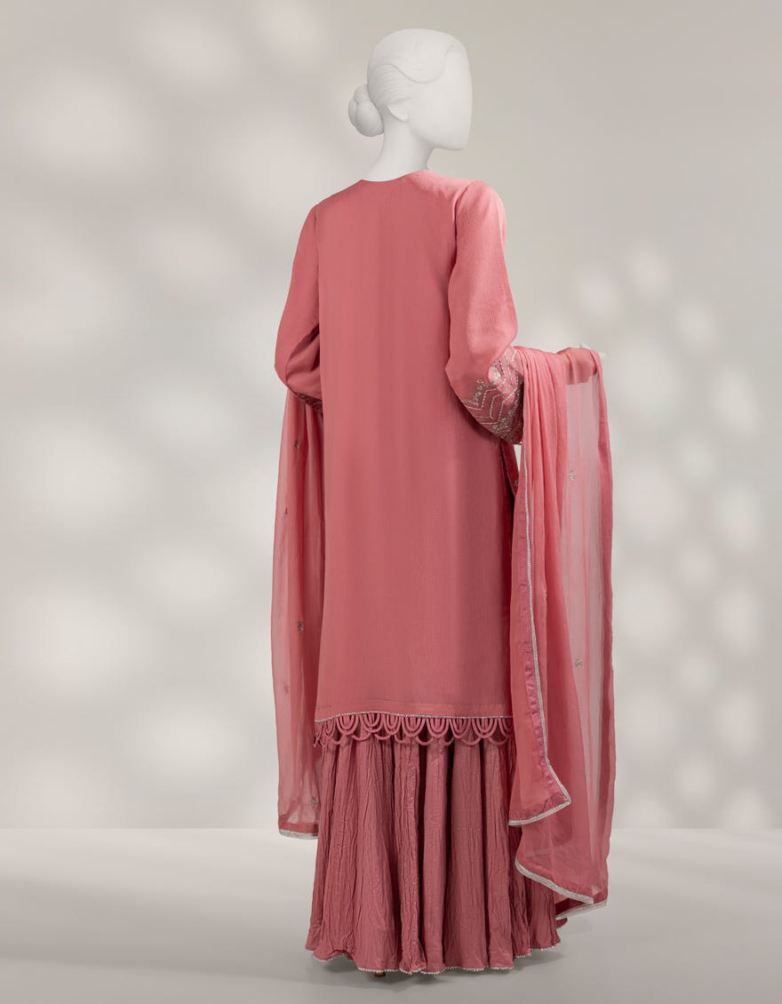PINK ORGANZA EMBROIDERED UNSTITCHED 3PC