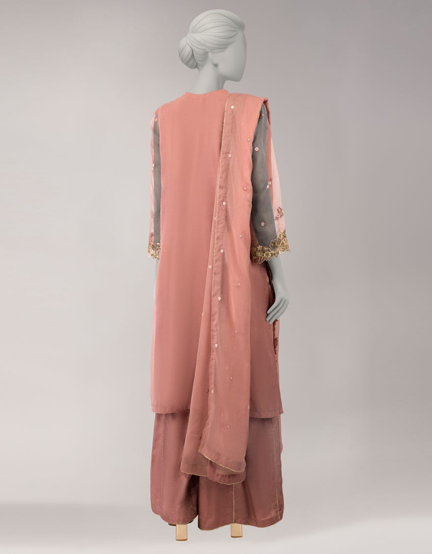 PINK ORGANZA EMBROIDERED UNSTITCHED 3PC