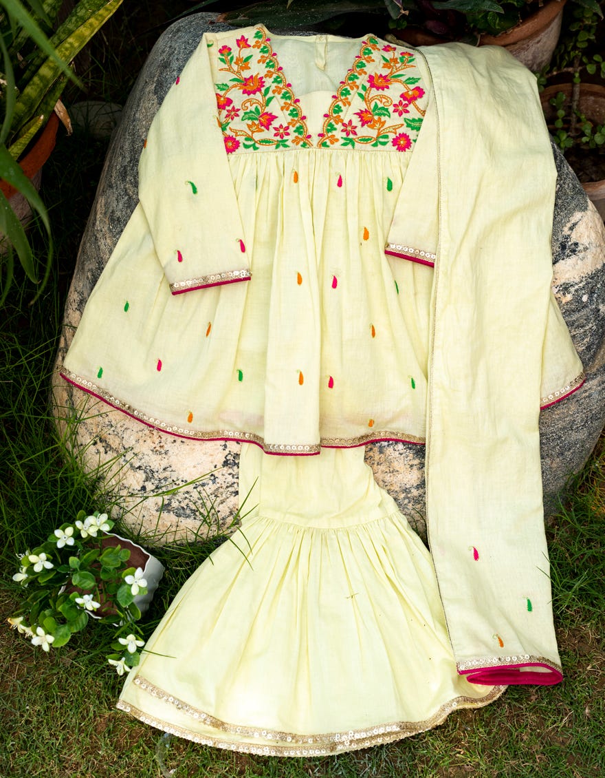 Yellow Lawn Infant Girl 3 Piece | Jik-S-Jgin-23-061