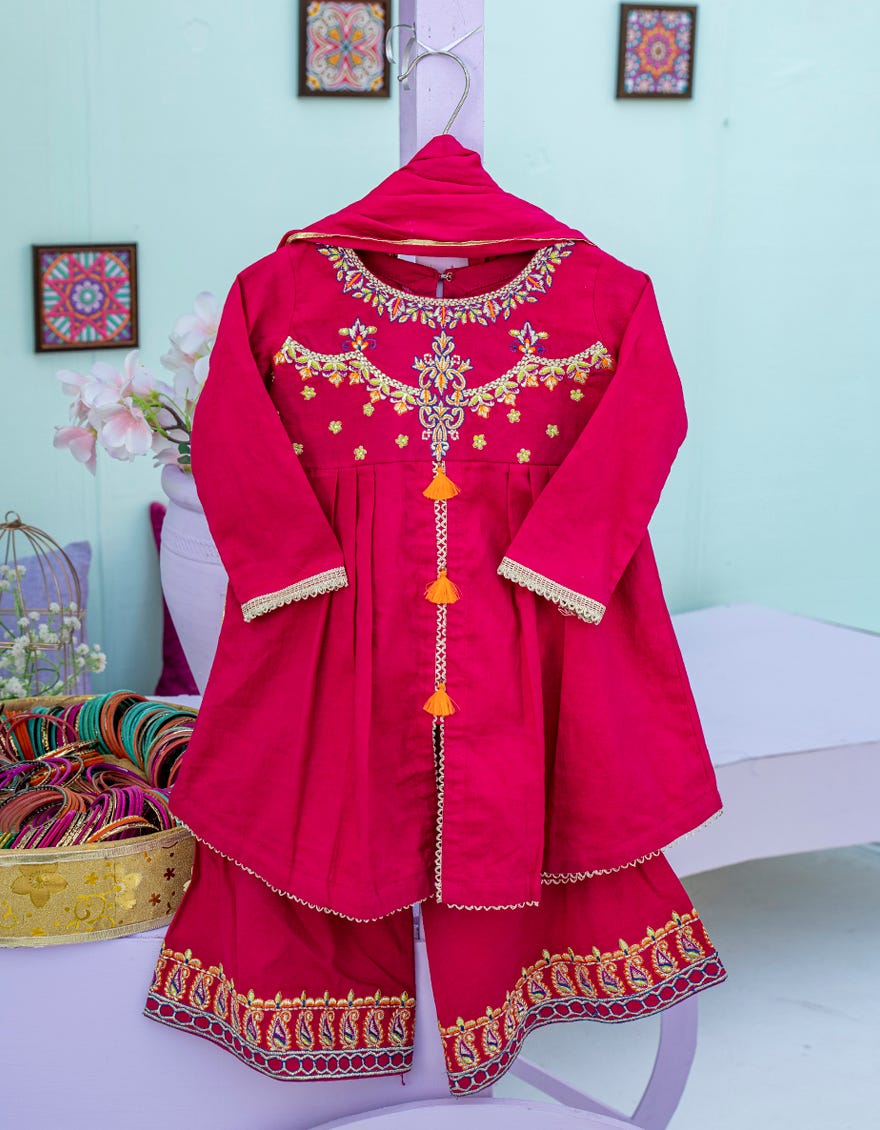 Pink Lawn Infant Girl 3 Piece | Jik-S-Jgin-23-063