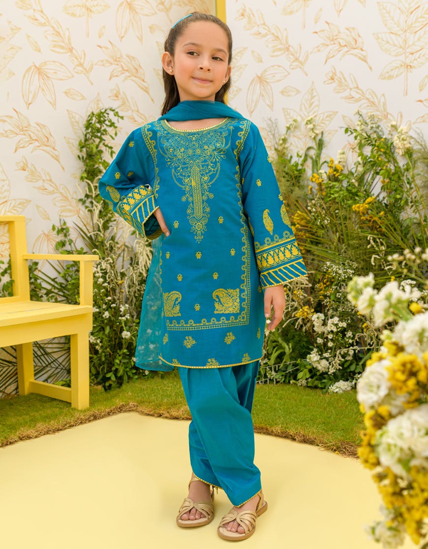 Blue Lawn Girls 3 Piece Stitched | Jgkl-S-23-1588