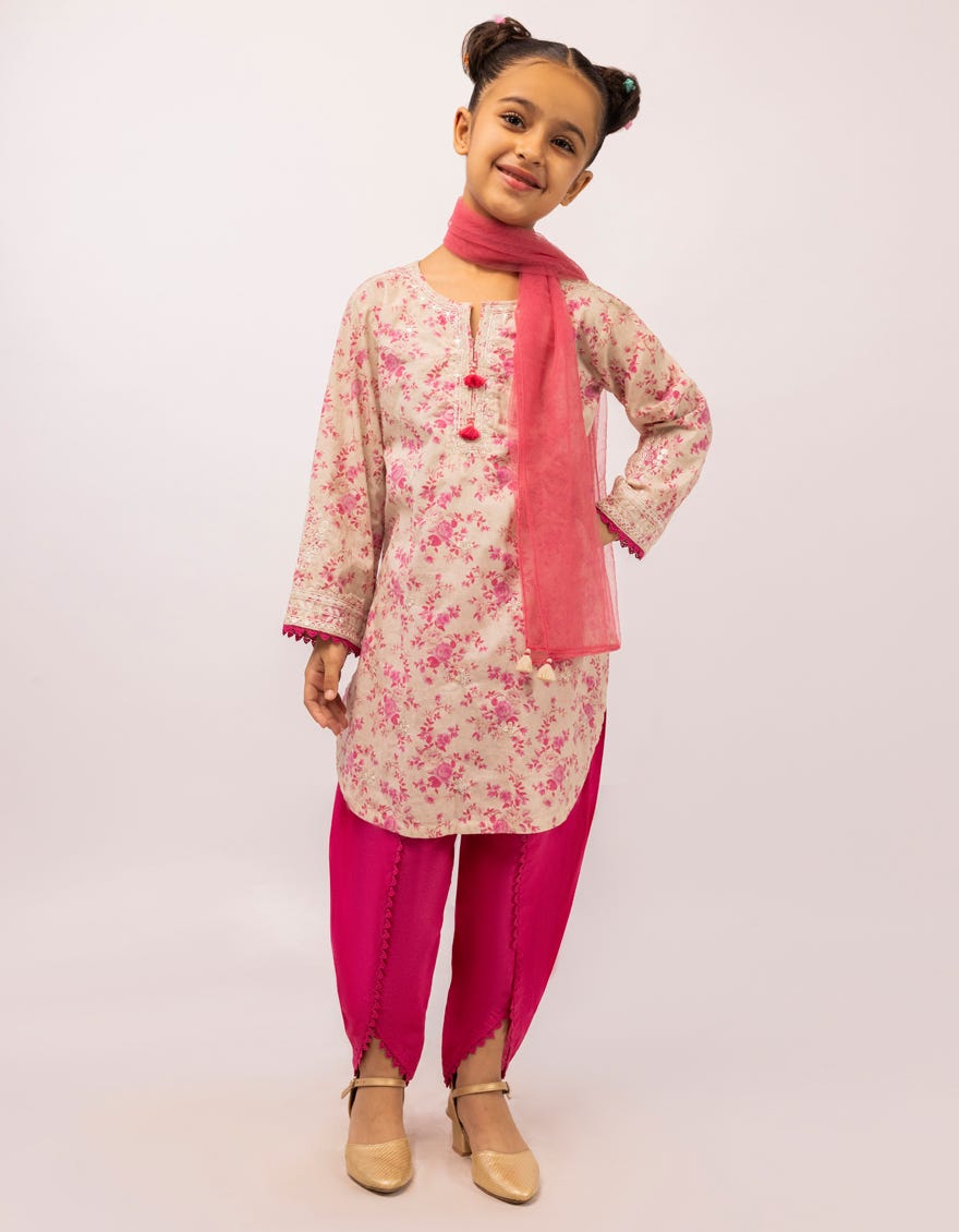 BEIGE DOBBY EMBROIDERED 3PC STITCHED