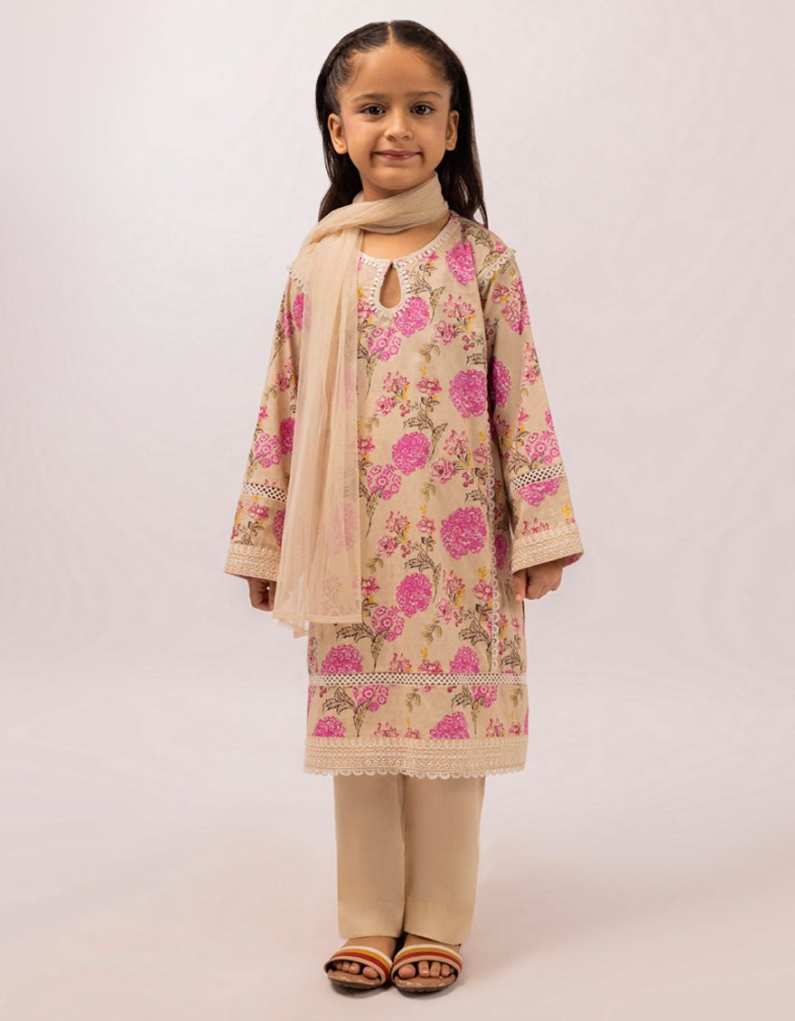 BEIGE DOBBY EMBROIDERED 3PC STITCHED