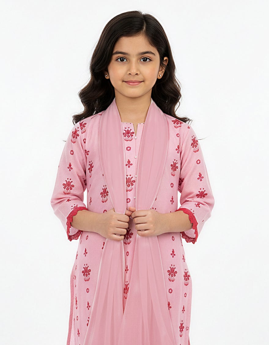 PINK LAWN PRINTED 3PC STITCHED