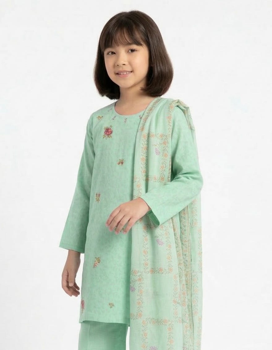 GREEN LAWN EMBROIDERED STITCHED 3PC