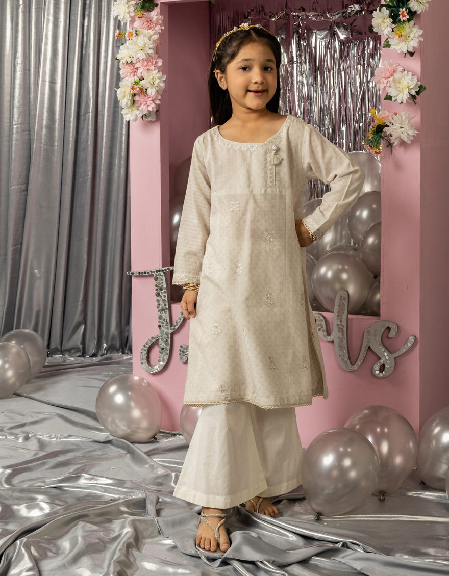GREY DOBBY EMBROIDERED KURTA