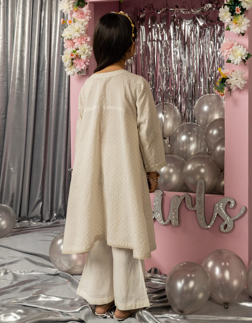 GREY DOBBY EMBROIDERED KURTA