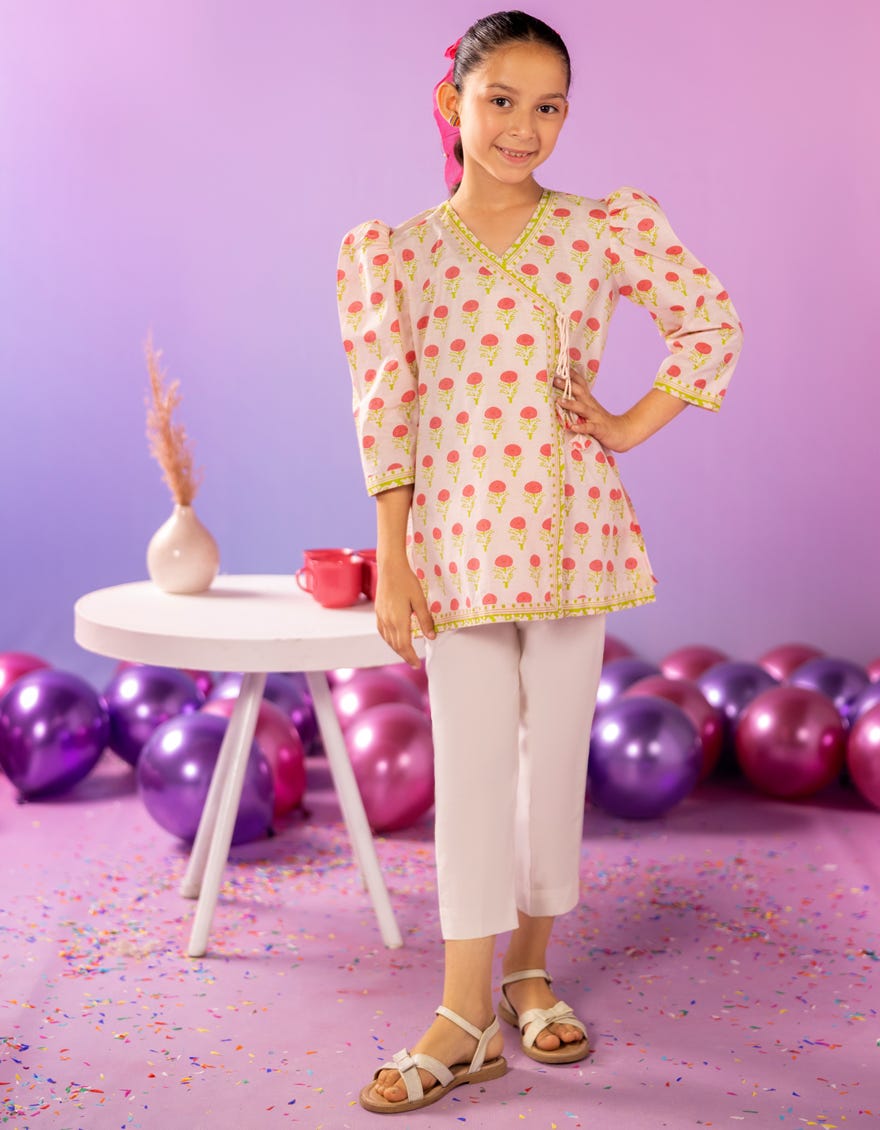 PINK LAWN PRINTED KURTA