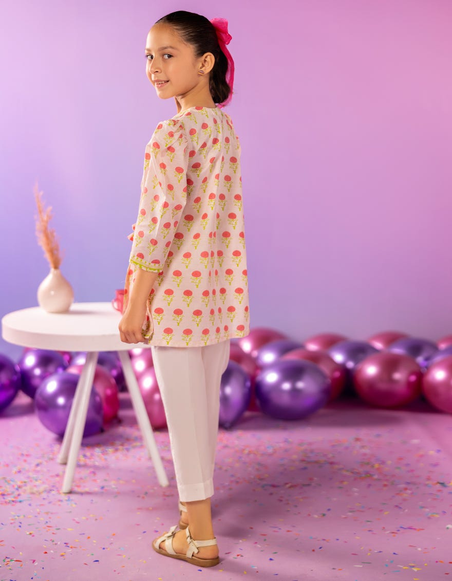 PINK LAWN PRINTED KURTA