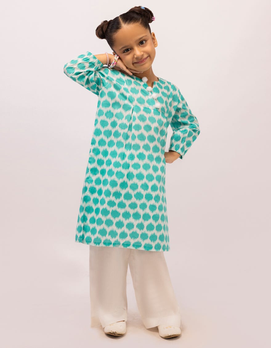 BLUE LAWN PRINTED KURTA