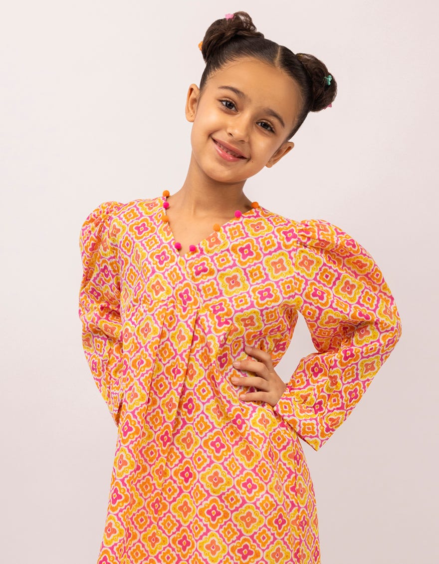 PINK LAWN PRINTED KURTA