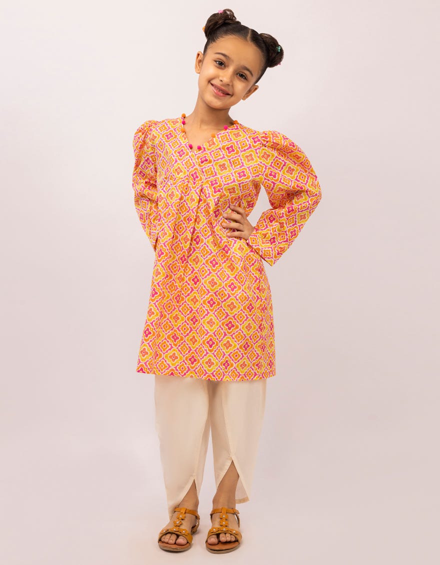 PINK LAWN PRINTED KURTA
