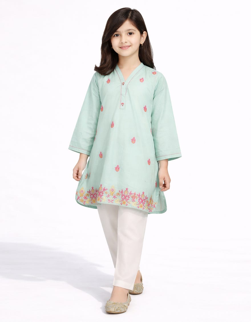 GREEN LAWN EMBROIDERED KURTA