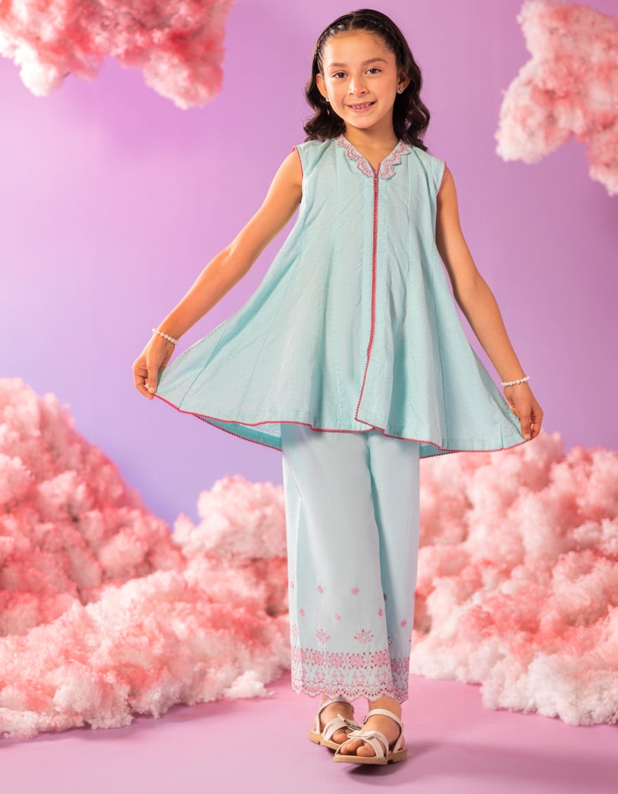 AQUA DOBBY SCHIFFLI 2PC STITCHED