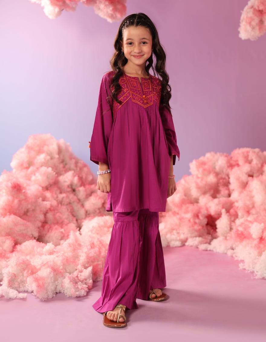 MAGENTA LAWN EMBROIDERED 2PC STITCHED