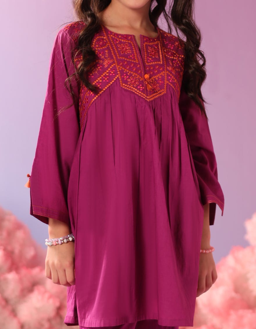 MAGENTA LAWN EMBROIDERED 2PC STITCHED