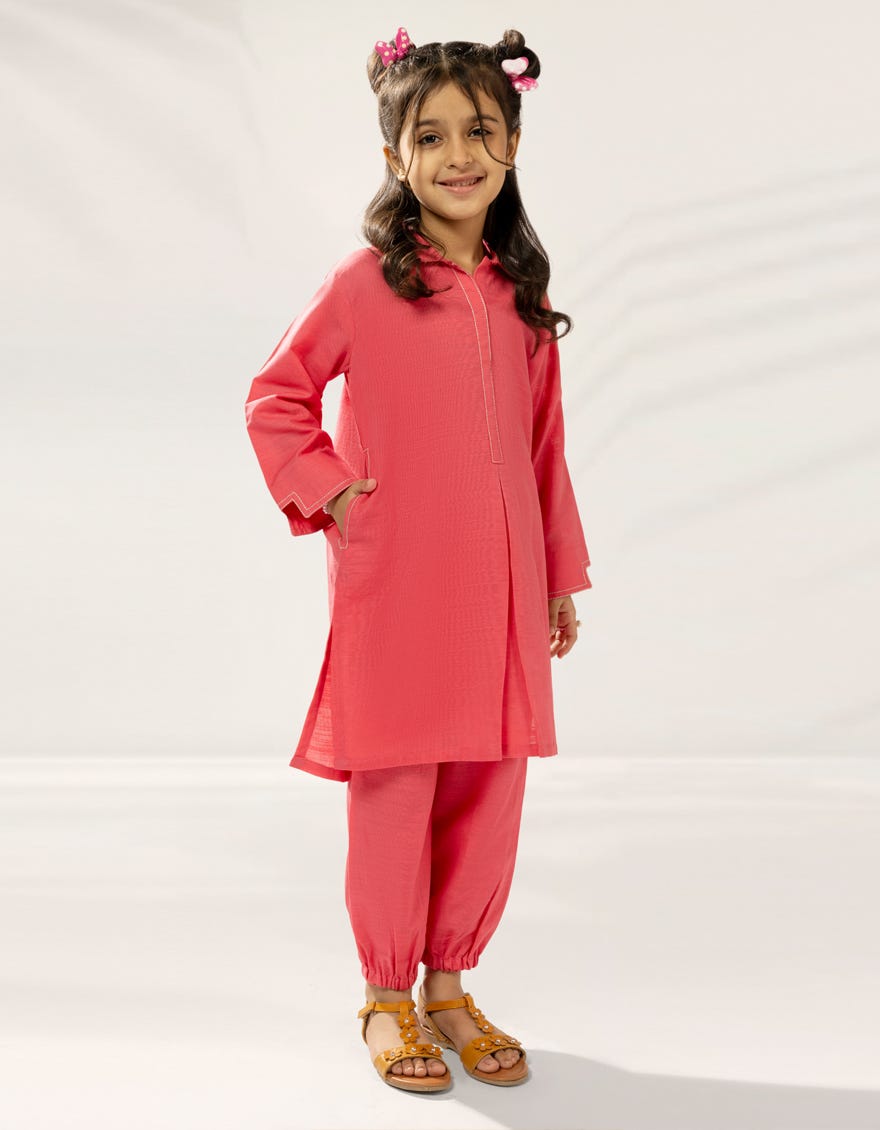 PINK DYED KHADDAR 2PC STITCHED