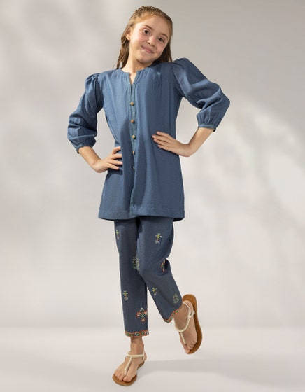 BLUE DENIM 2PC STITCHED - disabled