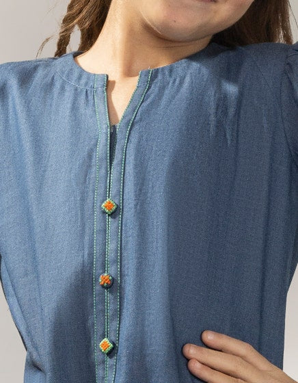 BLUE DENIM 2PC STITCHED - disabled