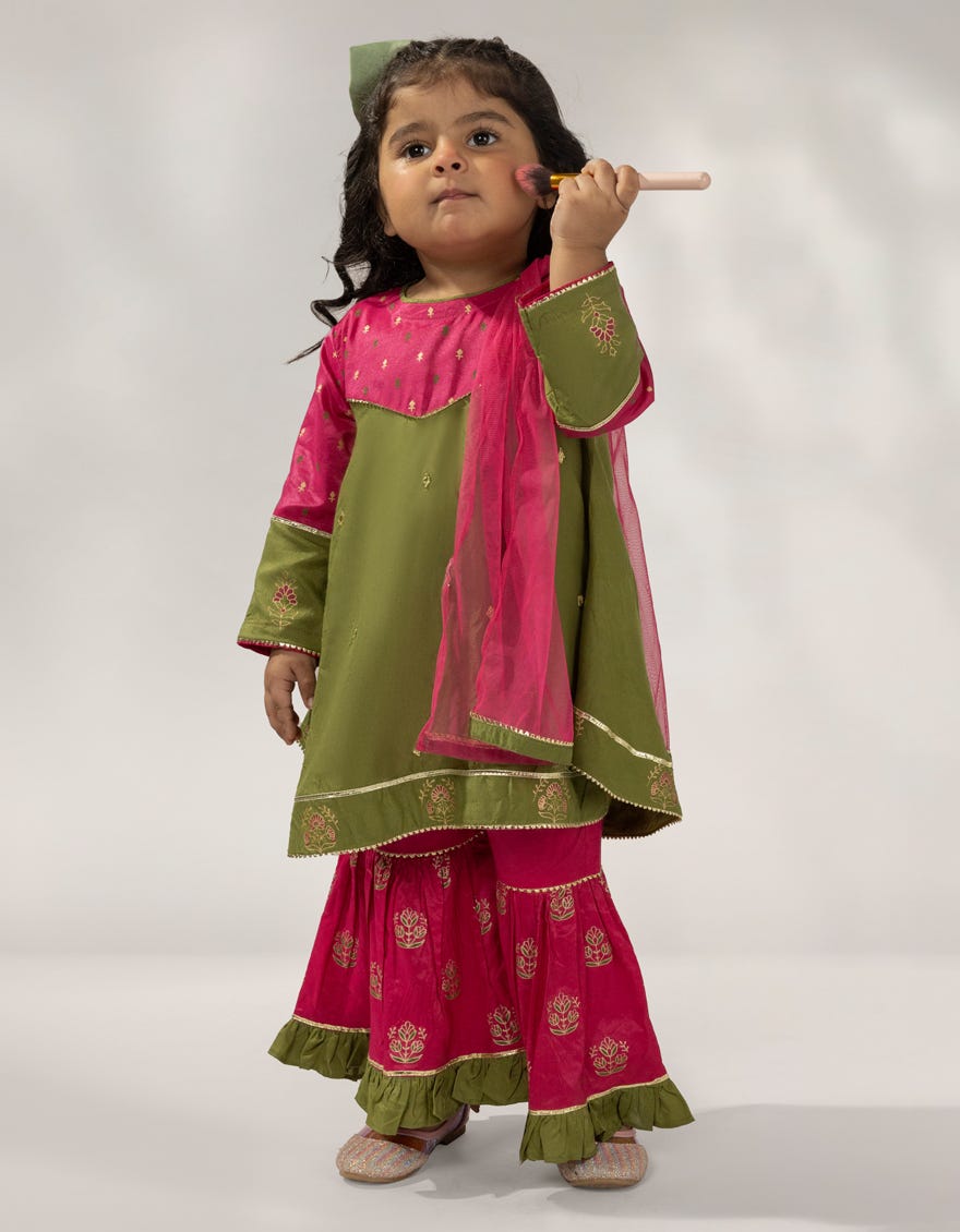 GREEN SILK EMBROIDERED 3PC STITCHED