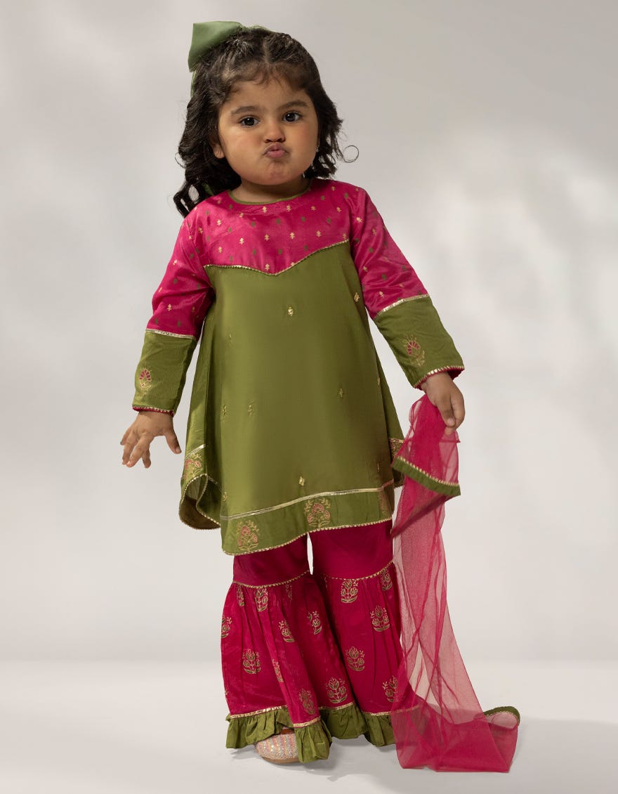 GREEN SILK EMBROIDERED 3PC STITCHED