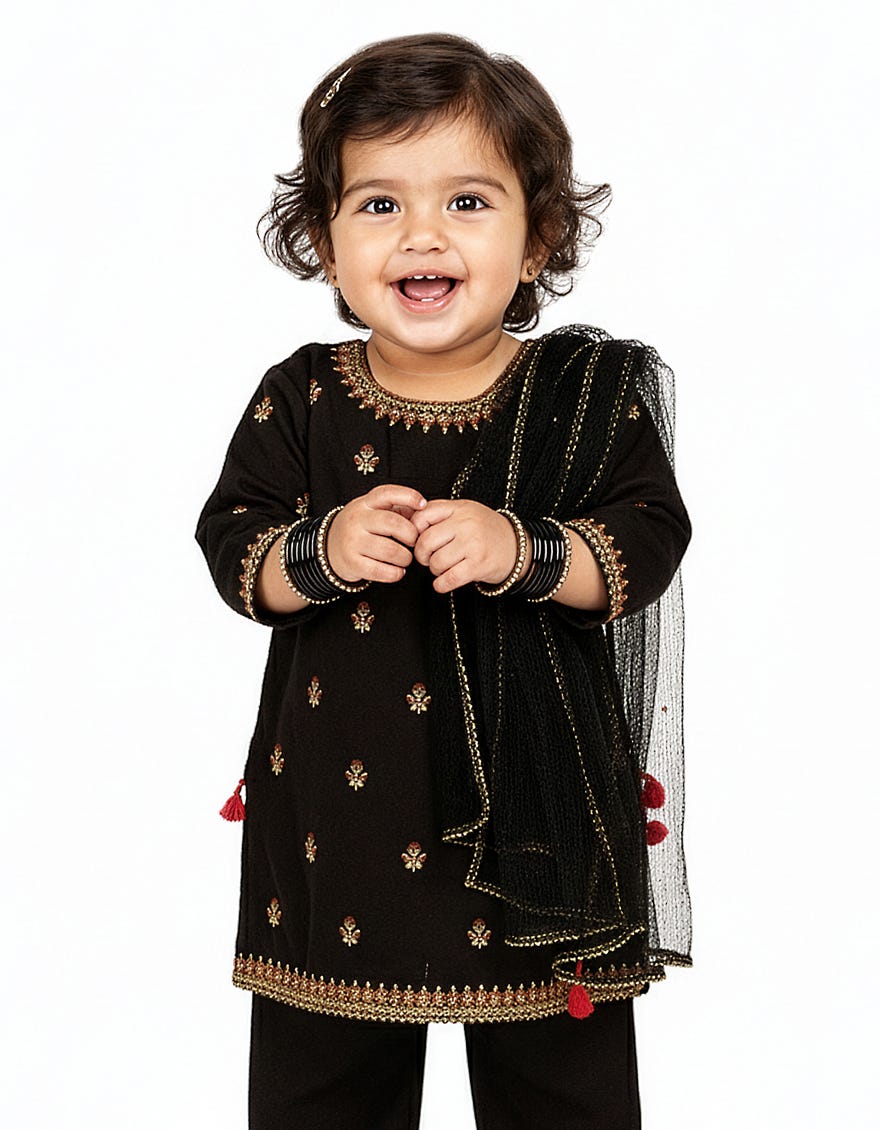 BLACK LAWN SILK EMBROIDERED STITCHED 3PC