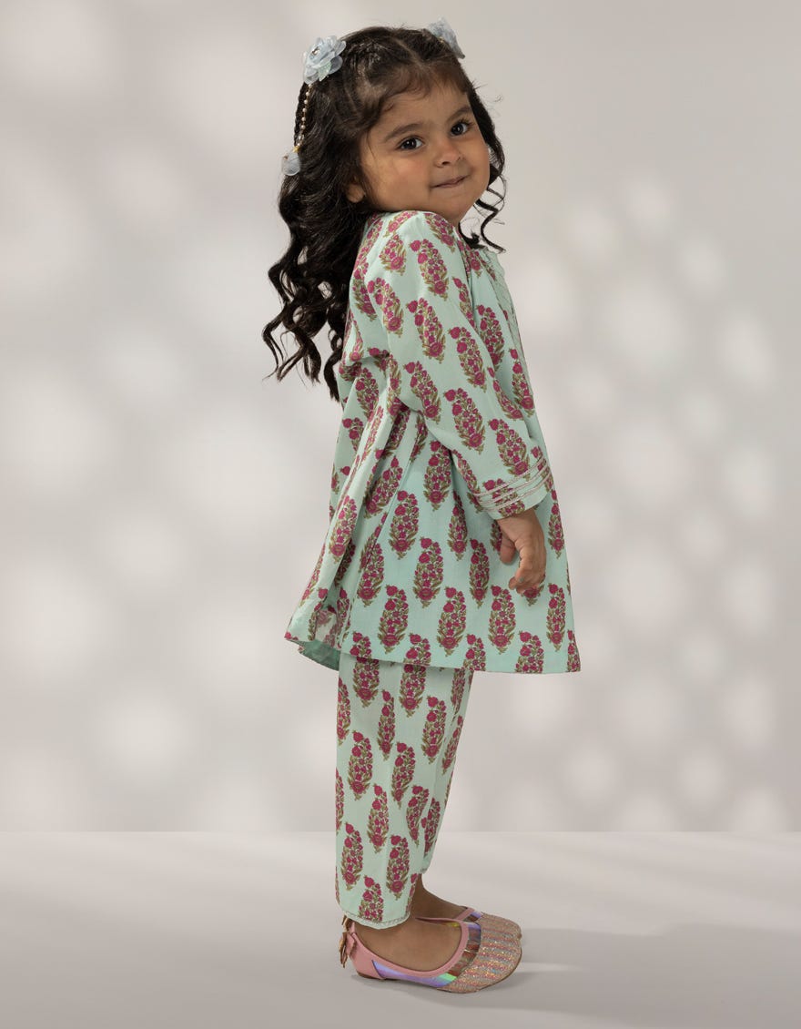 GREEN LINEN DIGITAL PRINTED 3PC STITCHED