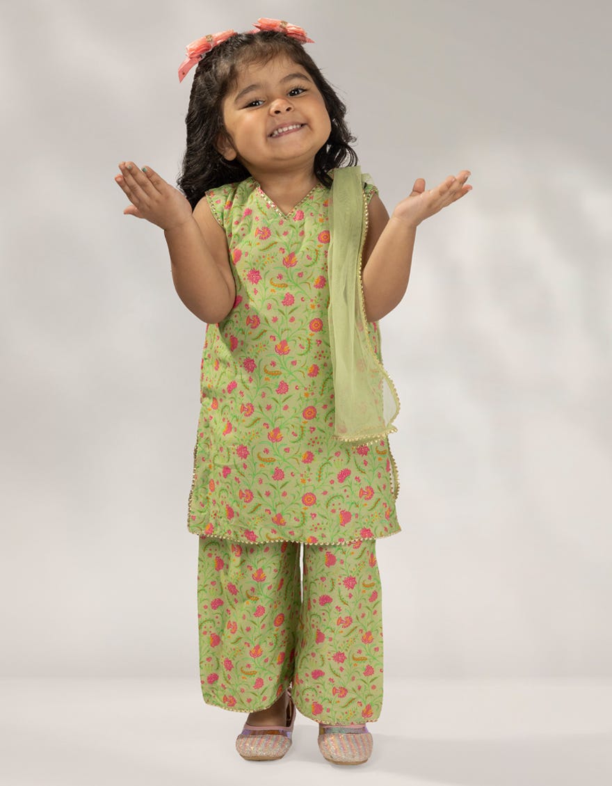 GREEN LINEN DIGITAL PRINTED 3PC STITCHED