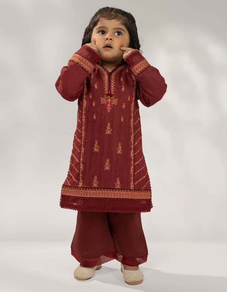 MAROON LIGHT KHADDAR SLUB EMBROIDERED 2PC STITCHED